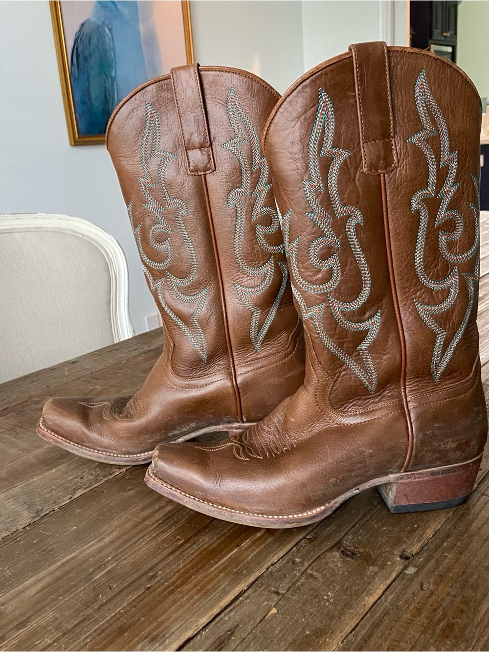 Macie Bean Cowboy Boots Brown Leather Western Cowboy Boots Nice Lady Size 8